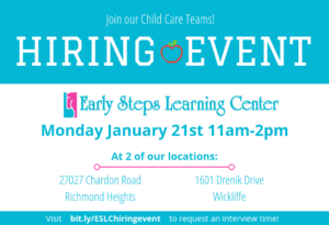 Child Care Center Hiring Event 1-21-19